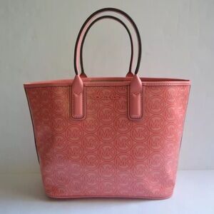 Michael Kors Jodie Small Jacquard Pink Grapefruit Spring Summer Open Tote Bag